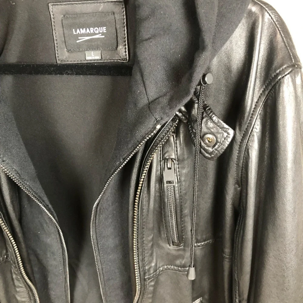 - LAMARQUE 100% Lambskin Leather Slayer Moto Jacket With Removable Hoodie …